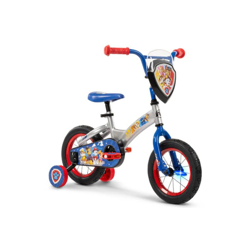 Bicicleta Huffy Paw Patrol de 12" para niños, color plateado y azul