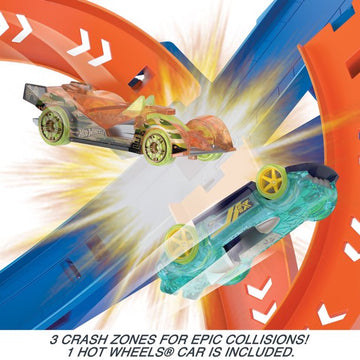 Pista de choque de velocidad en espiral de acción de Hot Wheels