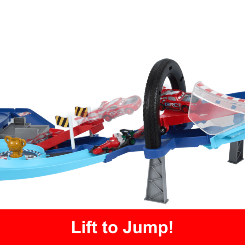 Disney And Pixar Cars Grc Jumping Raceway Playset with 2 Toy Vehicles