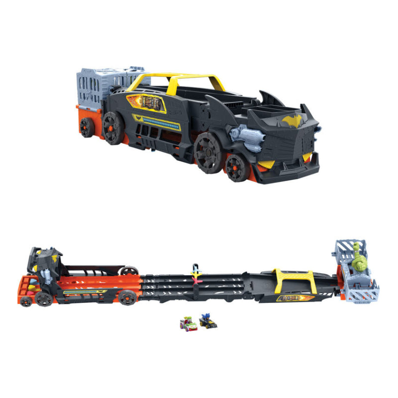 Pista de transformación del vehículo Batman's Escape Chase de Hot Wheels RacerVerse con 2 autos de juguete de fundición a presión