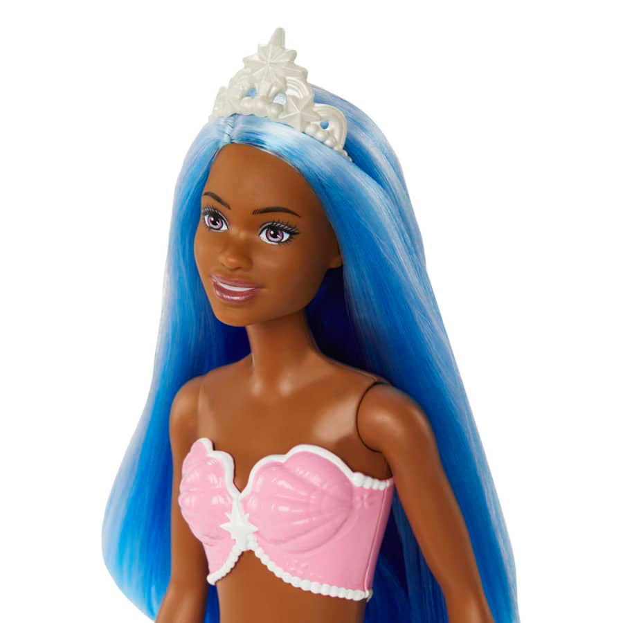 Muñeca sirena Barbie Dreamtopia con cola de sirena y tiara con degradado rosa y azul