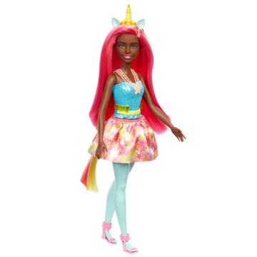 Muñeca Barbie Dreamtopia Unicornio con cabello rosa y amarillo