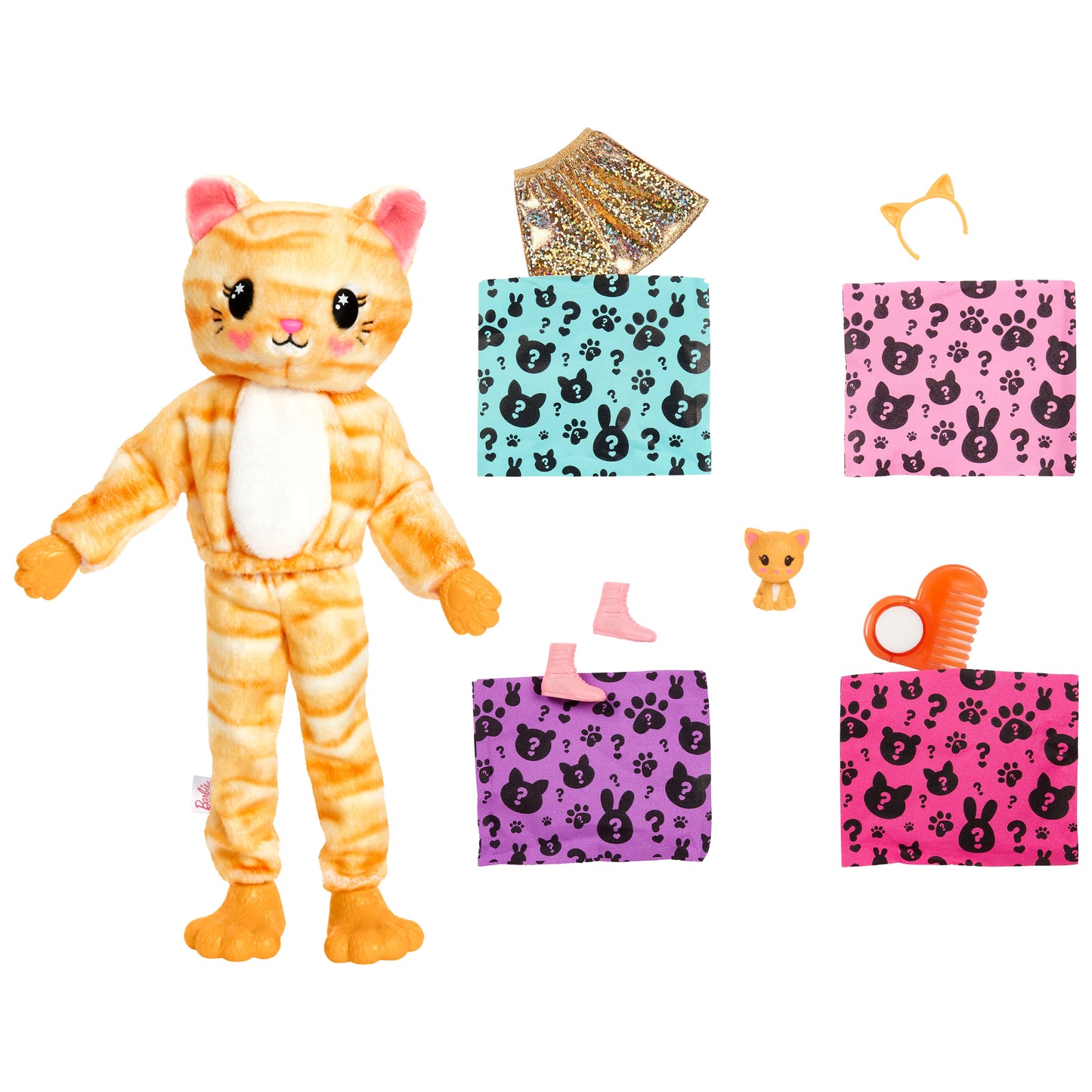 Muñeca de peluche Barbie Cutie Reveal Kitty con 10 sorpresas