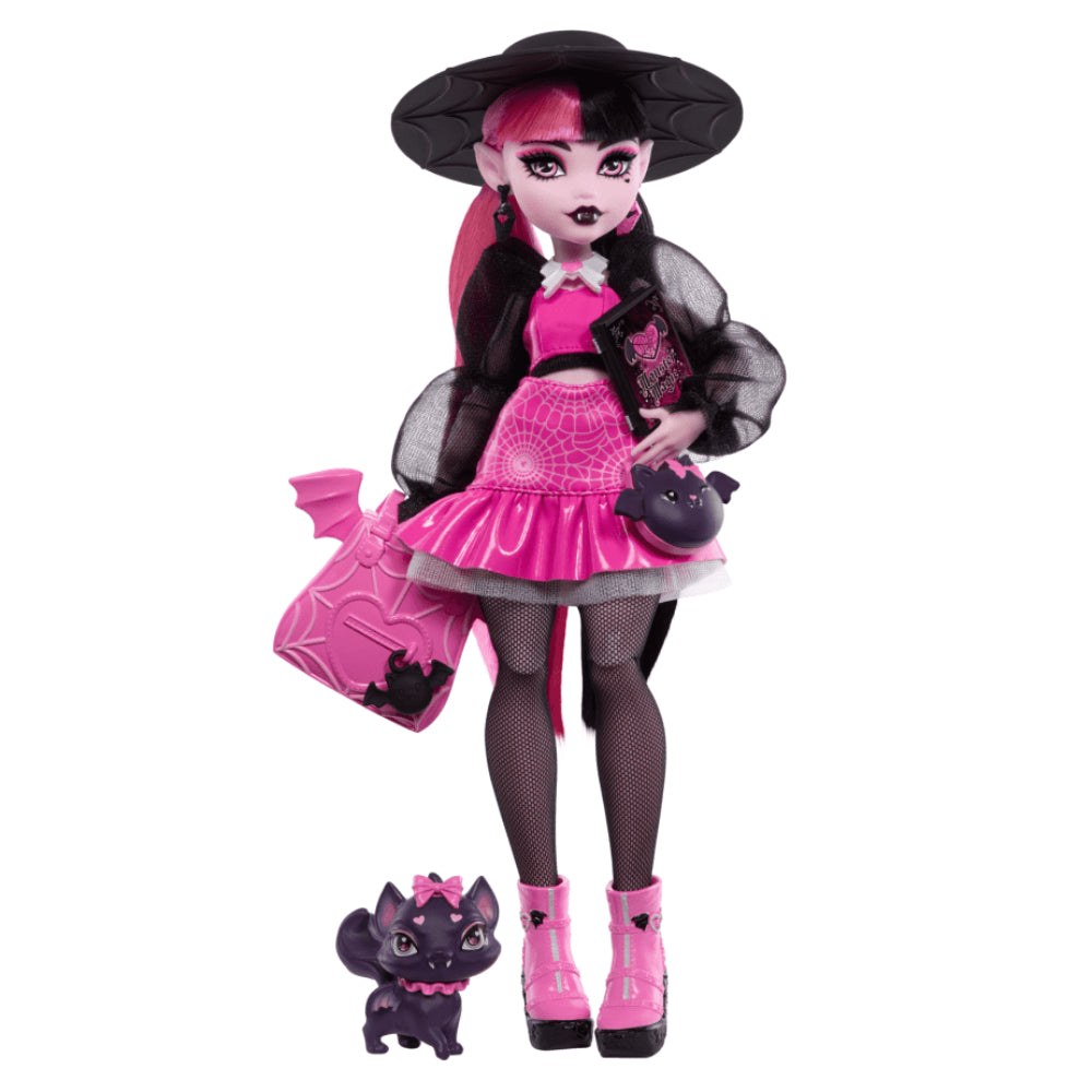 Muñeca de moda Monster High Draculaura, mascota y conjunto de accesorios