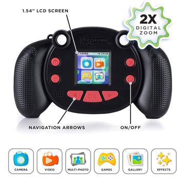 Cámara digital para niños PlayZoom Snapcam, color negro
