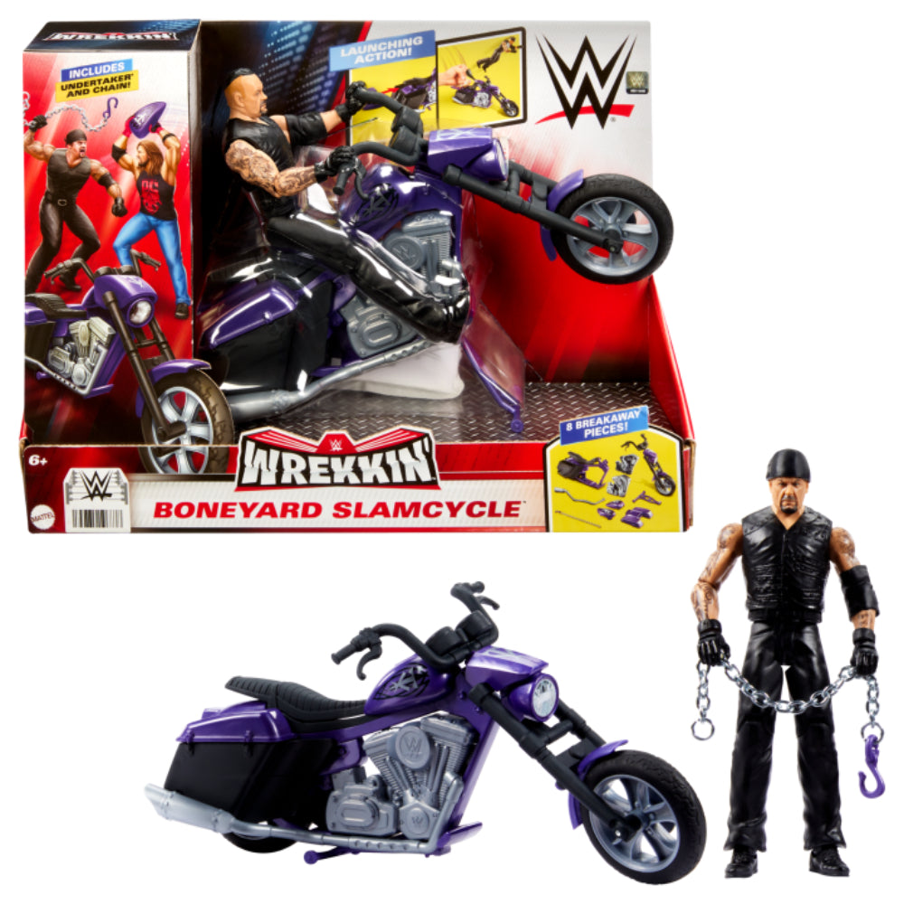 Vehículo Wrekkin' Slamcycle de la WWE y figura de acción de Undertaker