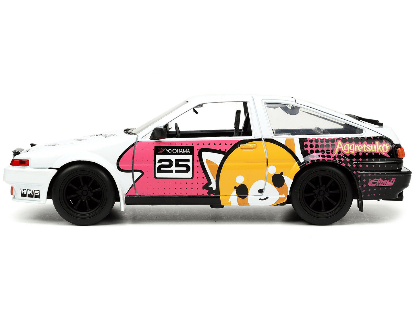 Jada Toys Toyota Trueno Die-cast Car with Aggretsuko Figure - White