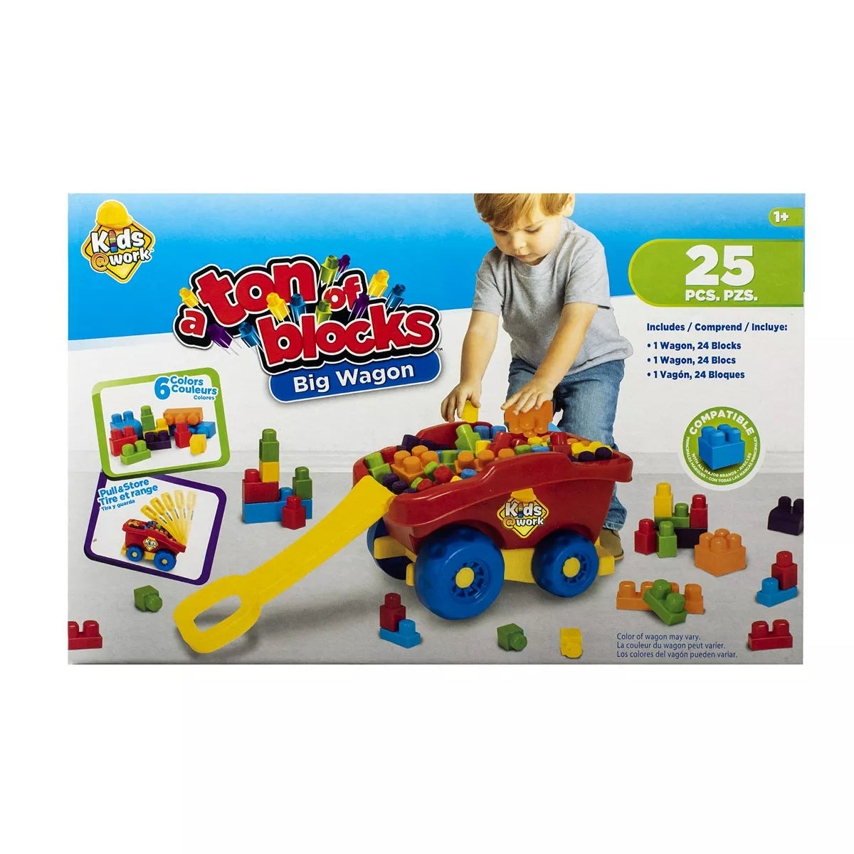 Kids@Work 25-Piece Ton O Blocks Wagon