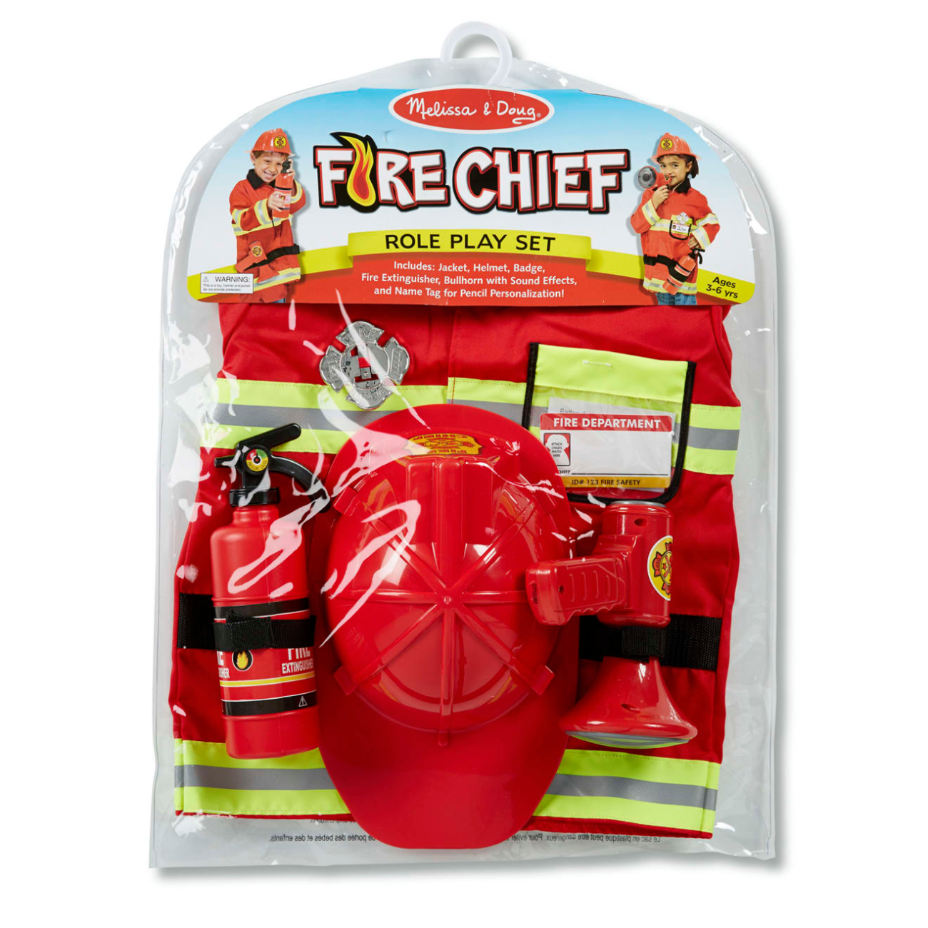 Melissa & Doug Kids Fire Chief Role Play Costume Set