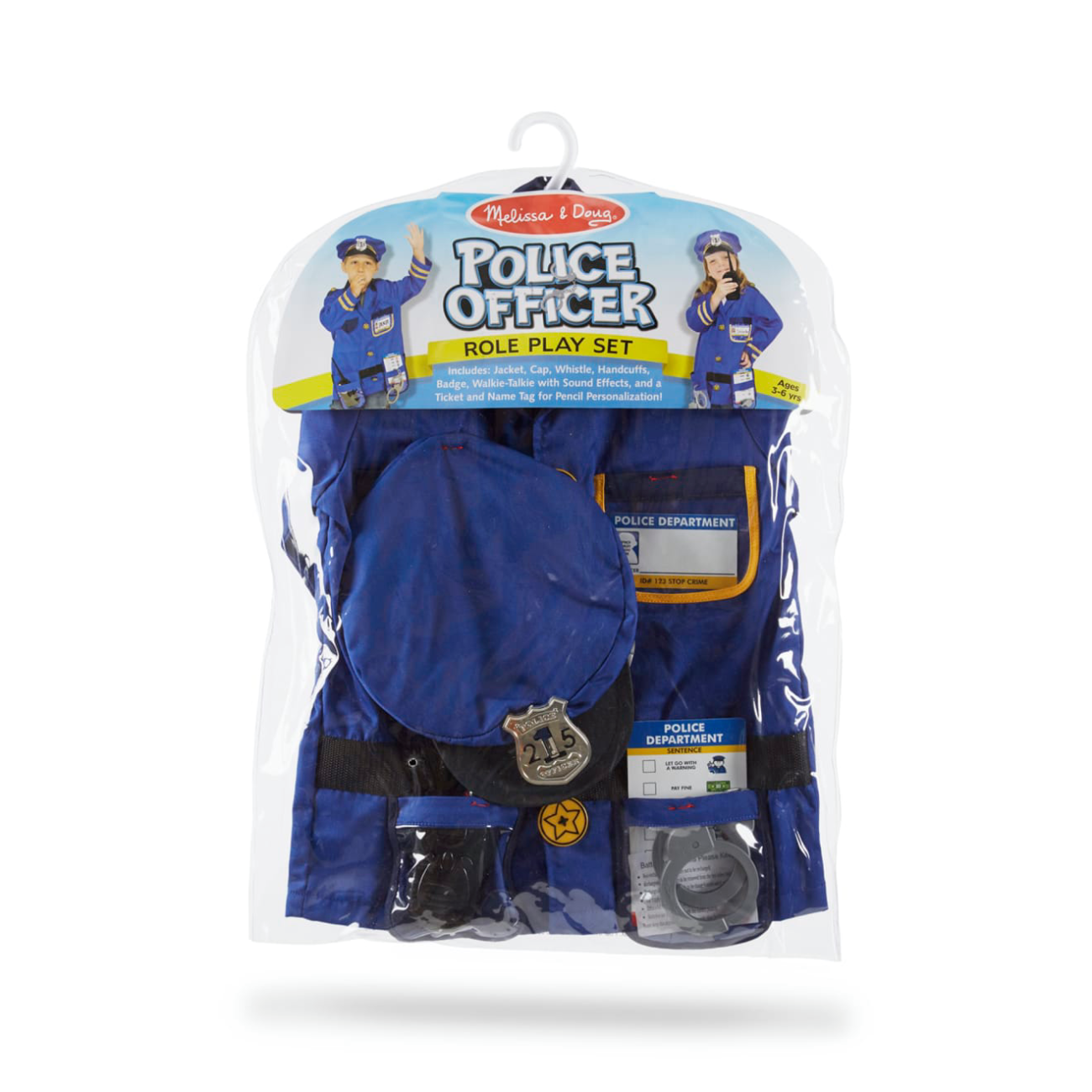 Conjunto de disfraz de oficial de policía para juego de rol para niños de Melissa &amp; Doug