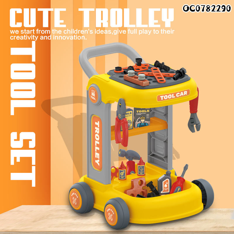 Ocean Toys Trolley Educational Pretend Play Games Kids Tool Cart Set Toys