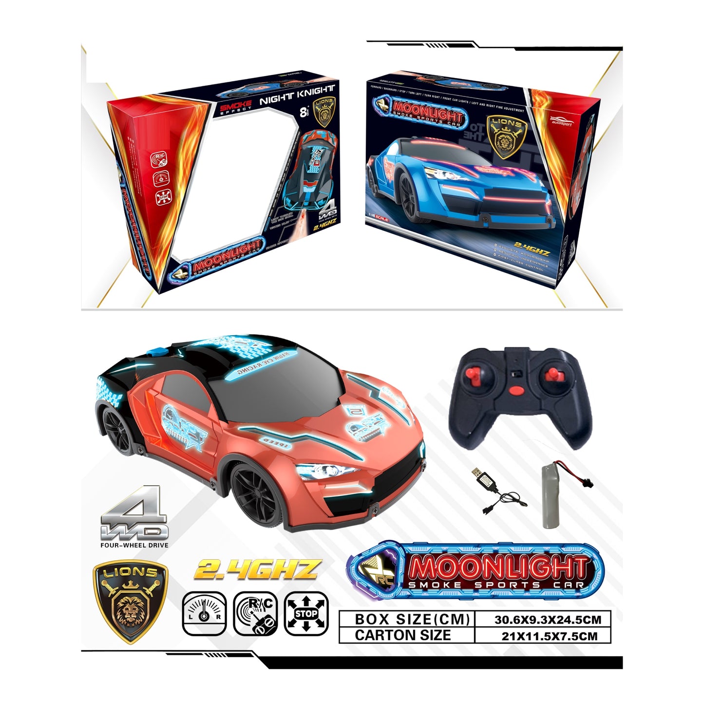 Lions Moonlight Remote control Car with Mist Spray - Assortment