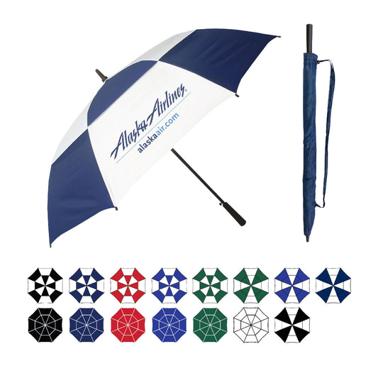 Paraguas de golf Raintec de gran tamaño con ventilación contra el viento de 64" en varios colores