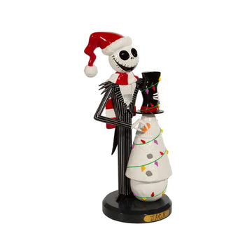 Figura de Jack Skellington con cascanueces de muñeco de nieve de 11" de Pesadilla antes de Navidad de Kurt Adler, rojo y blanco