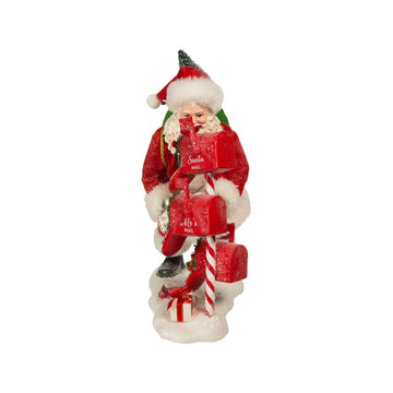 Kurt Adler 10.5" Fabriché Santa with Mailbox, Red/White