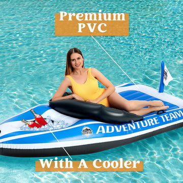Flotador inflable gigante Sloosh con hielera reforzada, azul y blanco