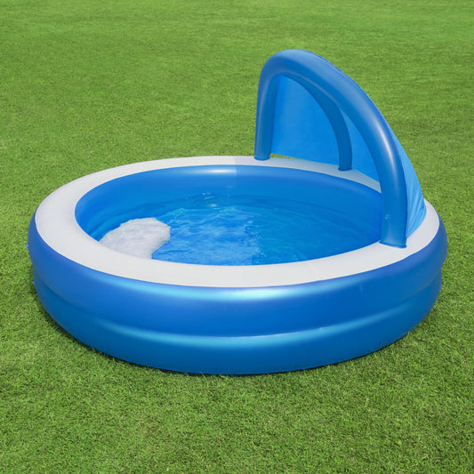 Bestway H2OGO! Summer Days Inflatable Round Family Pool with UV Careful Sunshade - Curacao