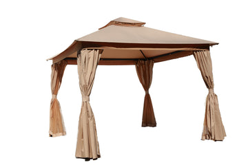 Gazebo impermeable de doble techo de 10 x 10 pies con cortina y mosquitero de The Outdoor Institute