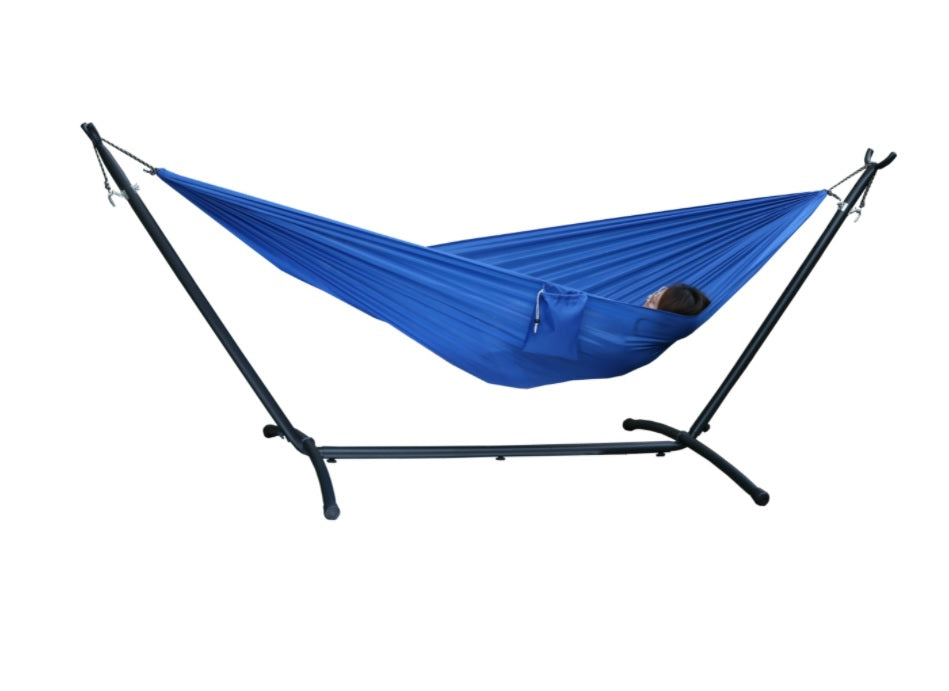 Liaoning Lucky Johnny Hammock Set with Metal Stand Base - Blue