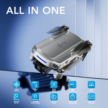 Dron plegable con GPS Contixo F28 con cámara FHD 2K y estuche de transporte, color blanco