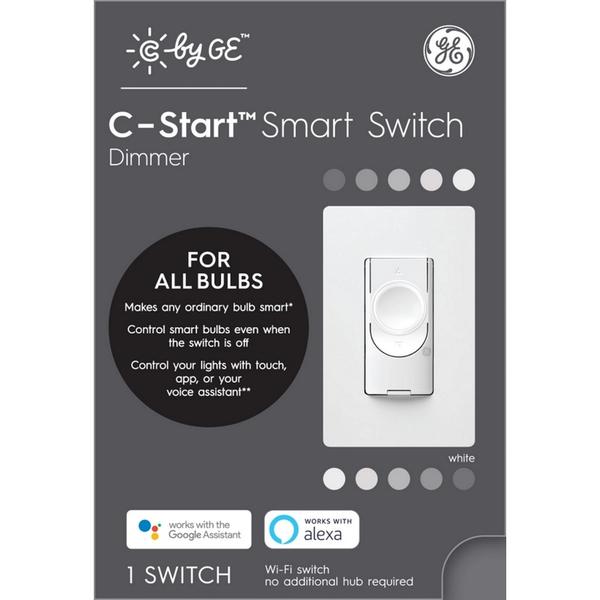 GE C-Start Smart Switch Dimmer with Google Assistant - White