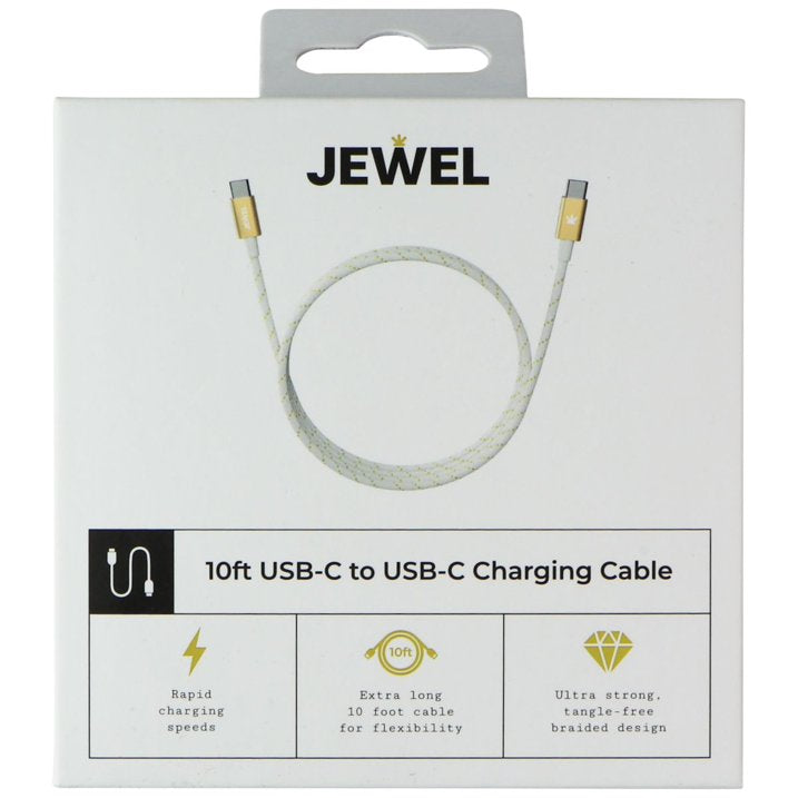 Cable de carga USB-C a USB-C de 10 pies Jewel - Dorado/blanco