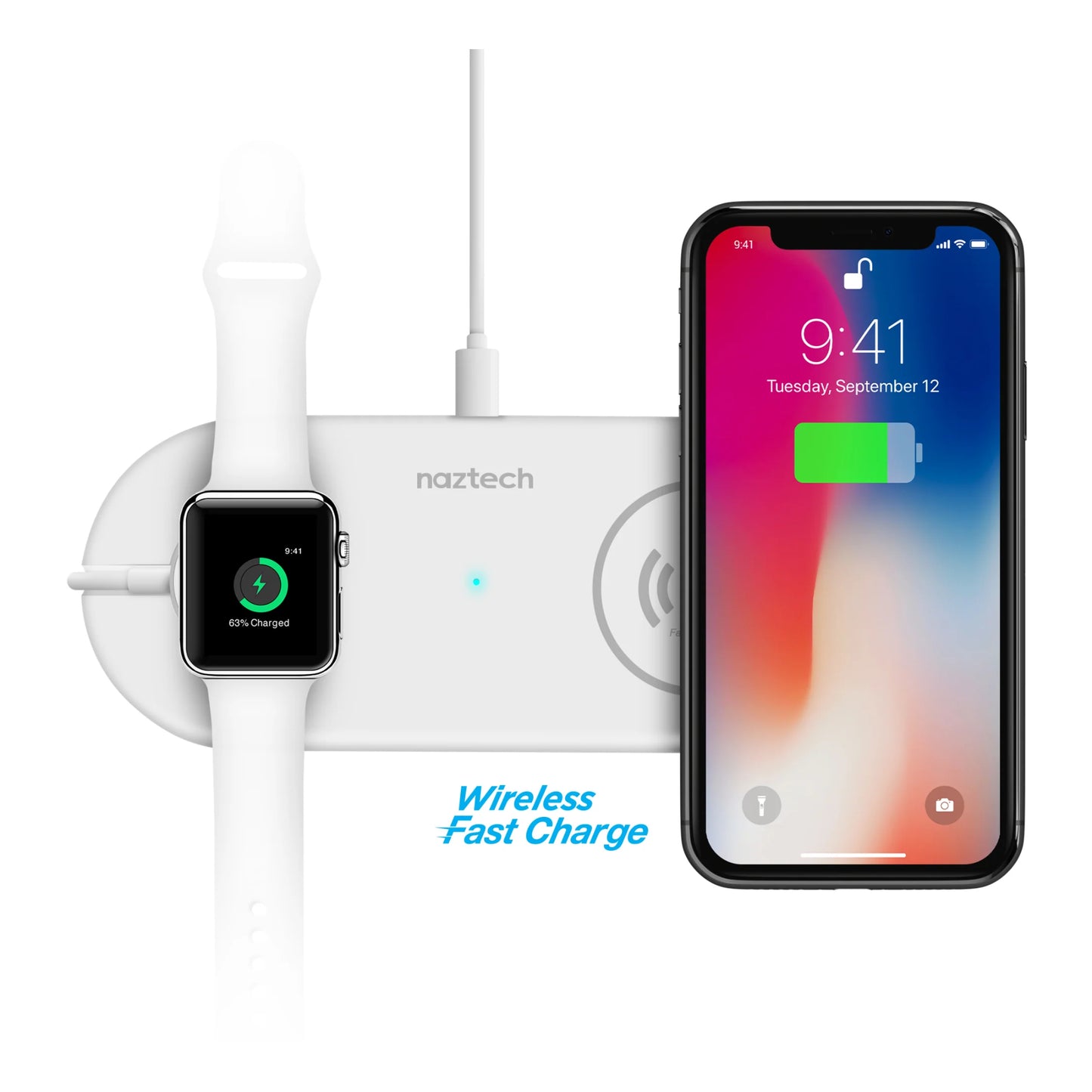 Naztech Power Pad Duo Qi Wireless Fast Charger - White