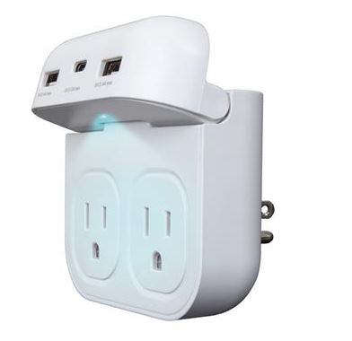 HELIX Wall Charger & Night Light with Dual Outlets