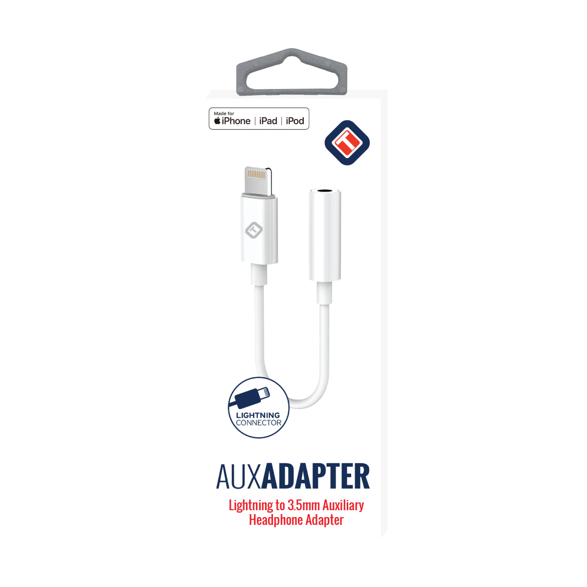 Tekya Lightning to 3.5mm Auxiliary Headphone Adapter - White