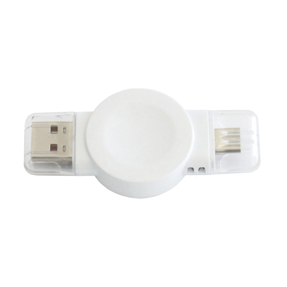 Tekya Dual Sided Magnetic Apple Watch Charging Dongle with USB-C and USB-A Port - White