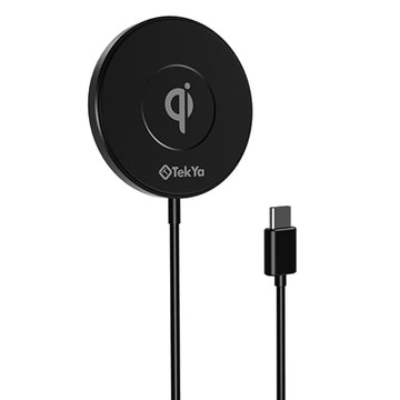 Base de carga inalámbrica Qi Tekya Qitek Spot 15W con succión magnética, color negro