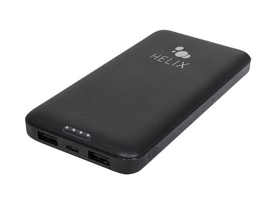 Banco de energía Helix de 10 000 mAh con puertos USB-C y dos puertos USB-A, color negro 