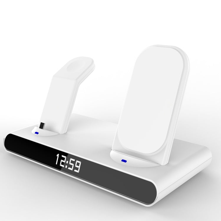 Wireless Fast Charge Stand Clock Three-in-One Folding Wireless Charger - White