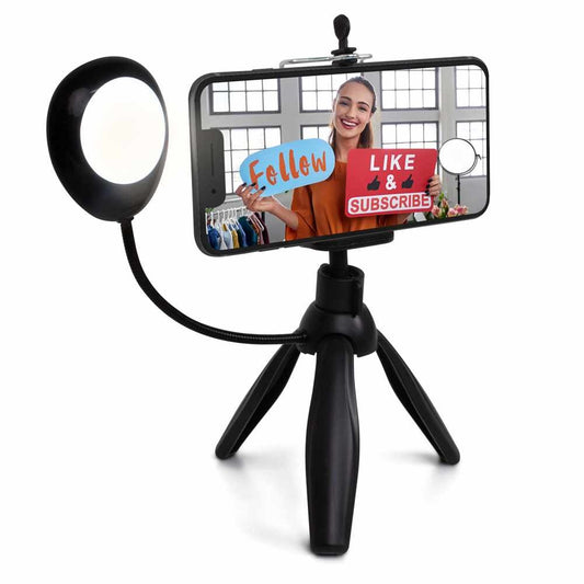 Helix Content Creator Studio with LED Light and Tripod - Black