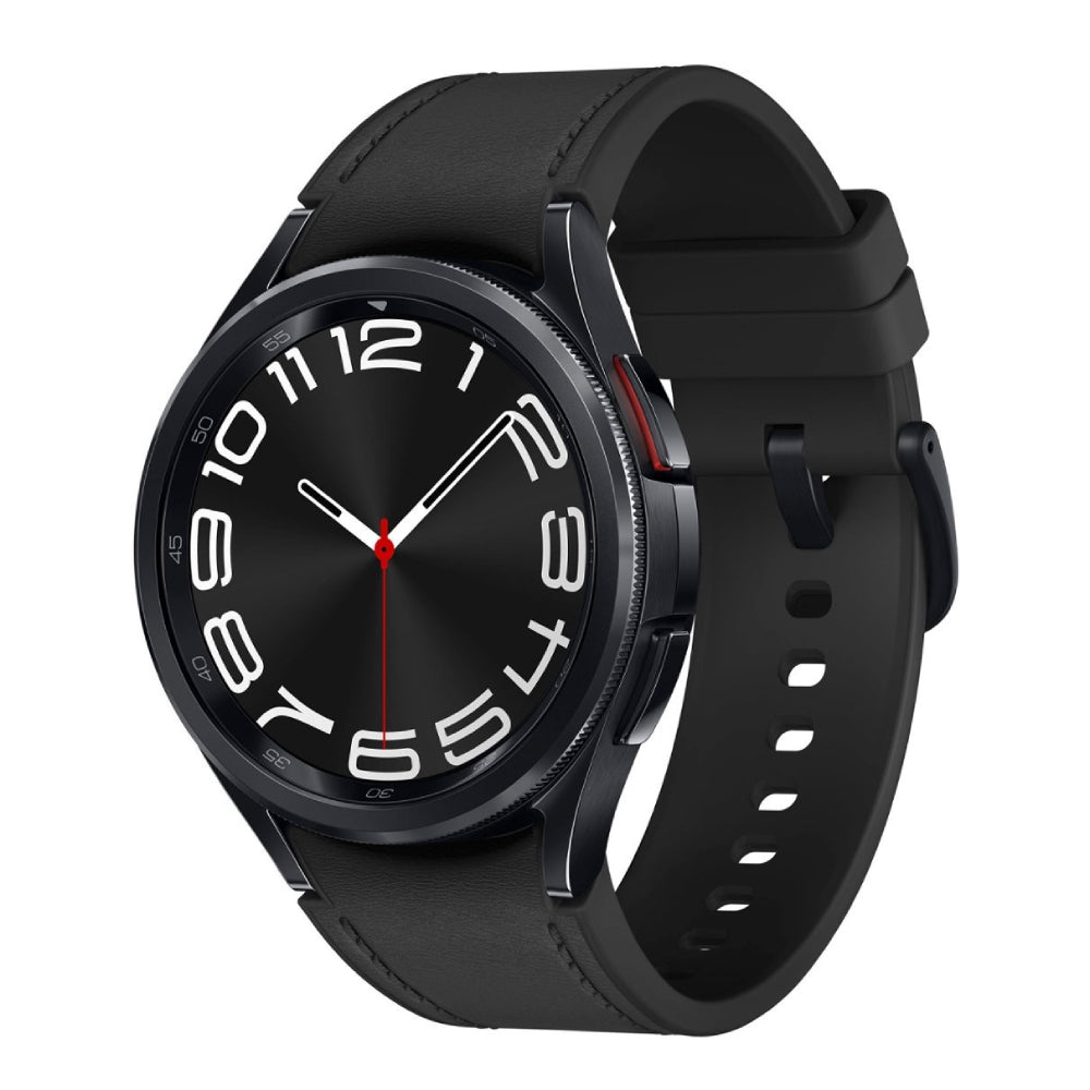 Samsung Galaxy Watch6 Unisex 43mm Aluminum Case Smartwatch with Black Leather Band - Bluetooth