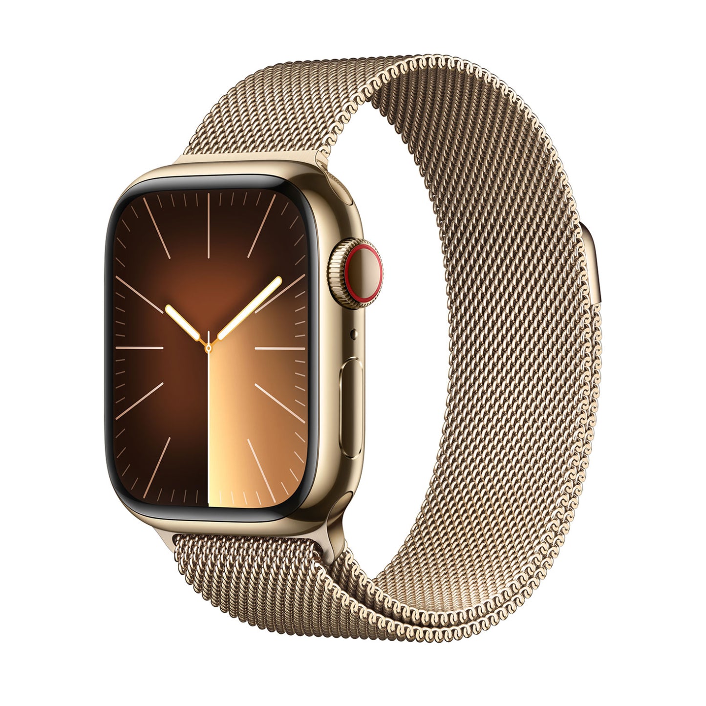 Apple Series 9 Unisex 45mm Gold Stainless Steel Case Smartwatch with Gold Milanese Loop - GPS + Cellular