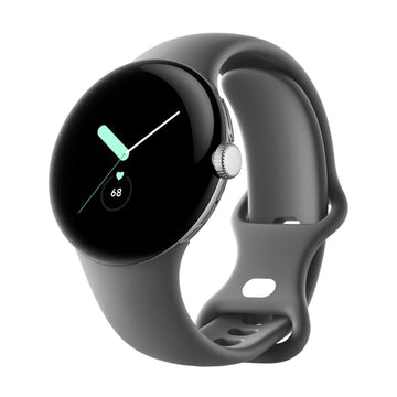 Reloj inteligente unisex Google Pixel de 41 mm con caja de acero inoxidable plateada y correa activa en color carbón - GPS 