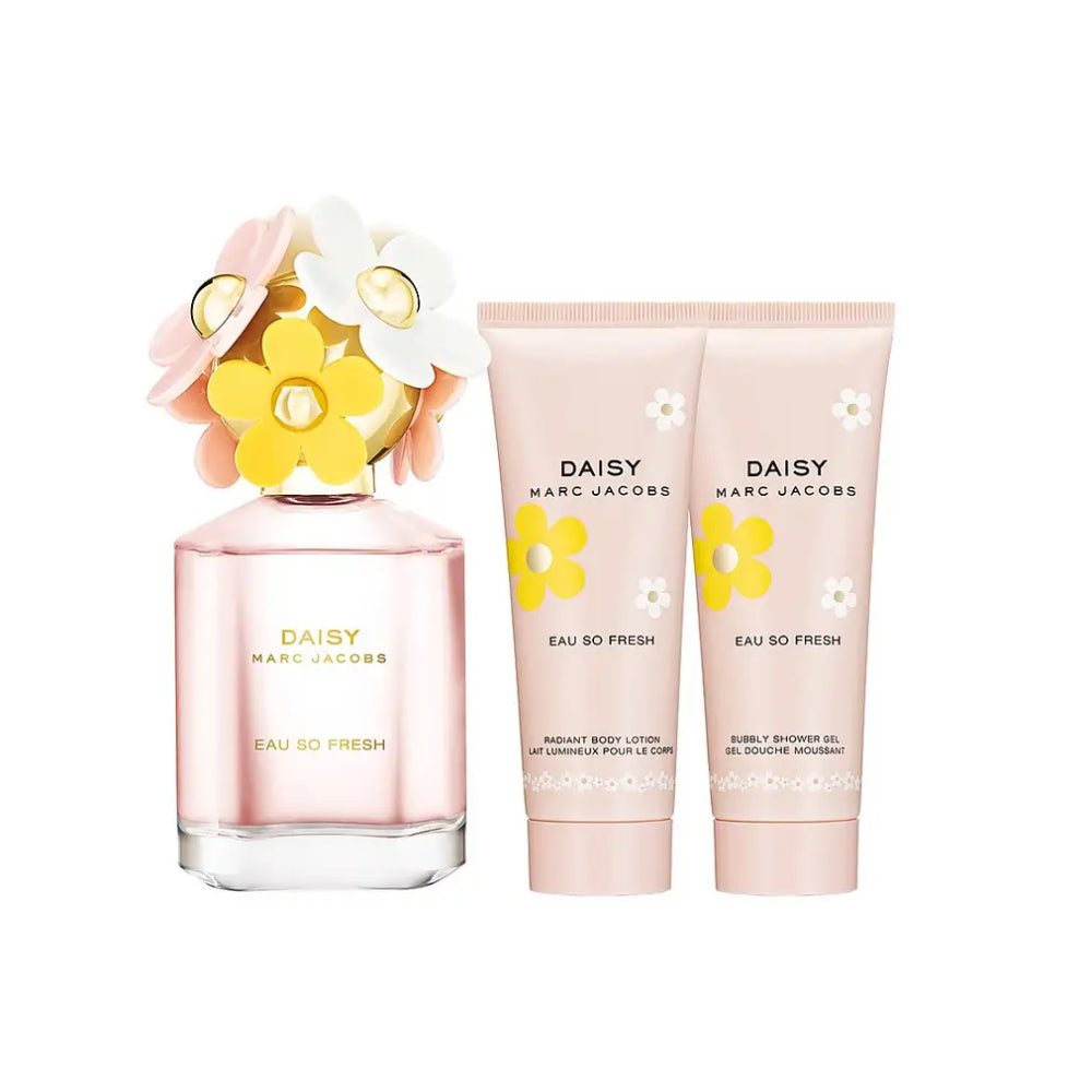 Marc Jacobs Daisy Eau So Fresh Eau de Toilette para mujer, set de regalo de 3 piezas para las fiestas