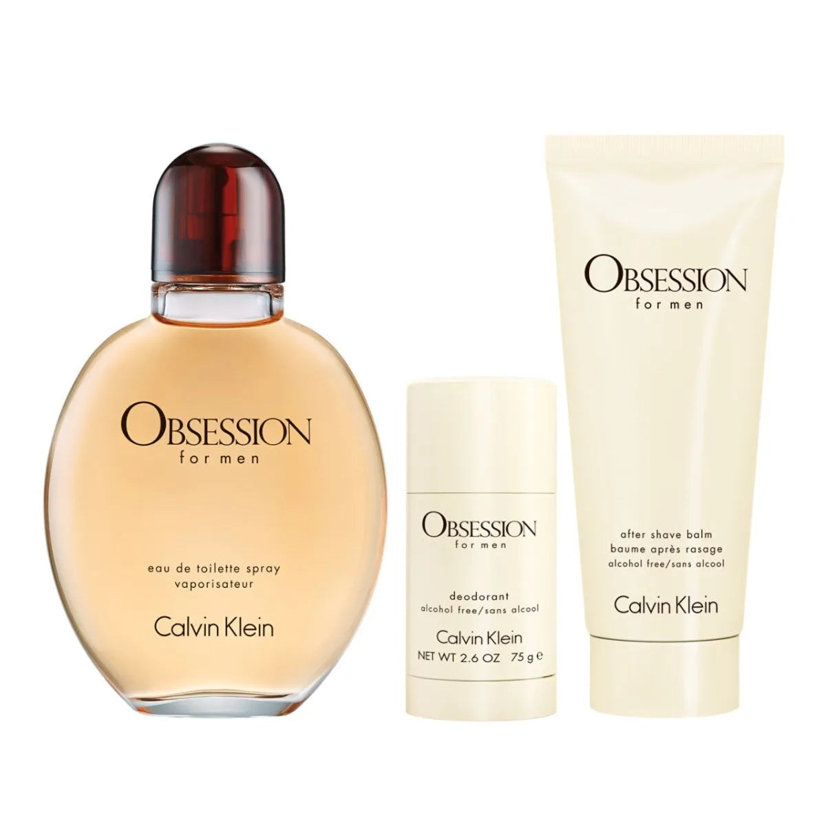 Set de regalo de 3 piezas de eau de toilette Obsession de Calvin Klein para hombre