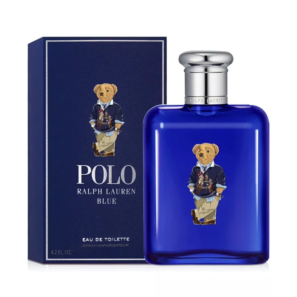 Ralph Lauren Polo Blue Eau de Toilette para hombre de 4,2 oz en aerosol de edición limitada Bear