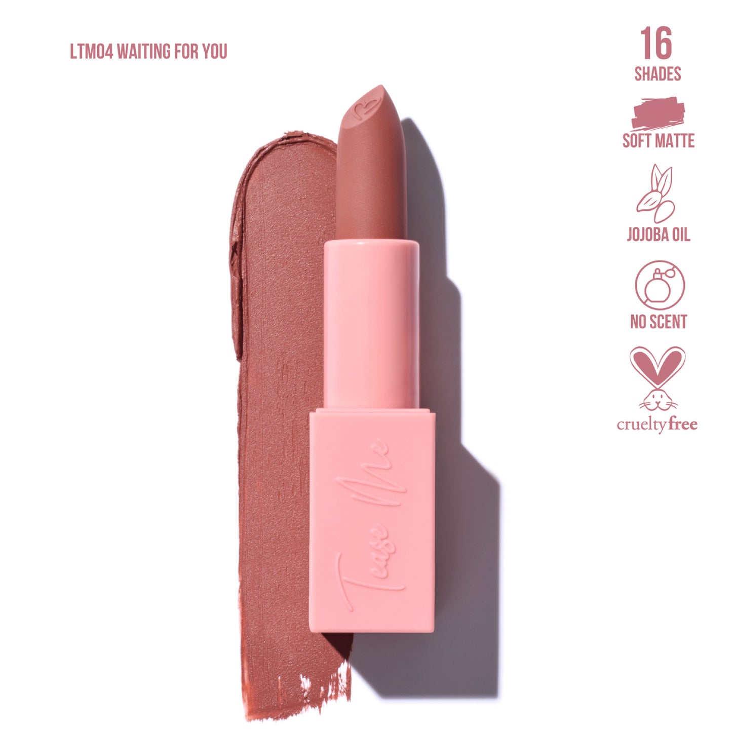 Lápiz labial Tease Me de Beauty Creations, 0,12 oz, Waiting for You (marrón)