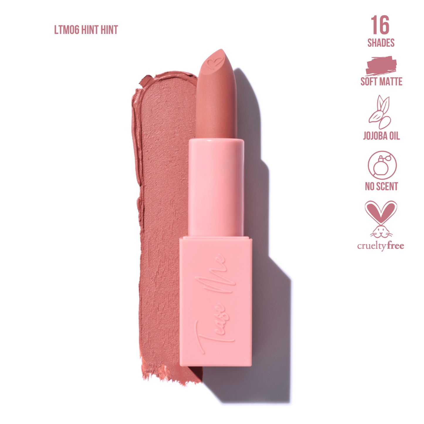 Beauty Creations Tease Me Lipstick 0.12 oz - Hint Hint (Pink)