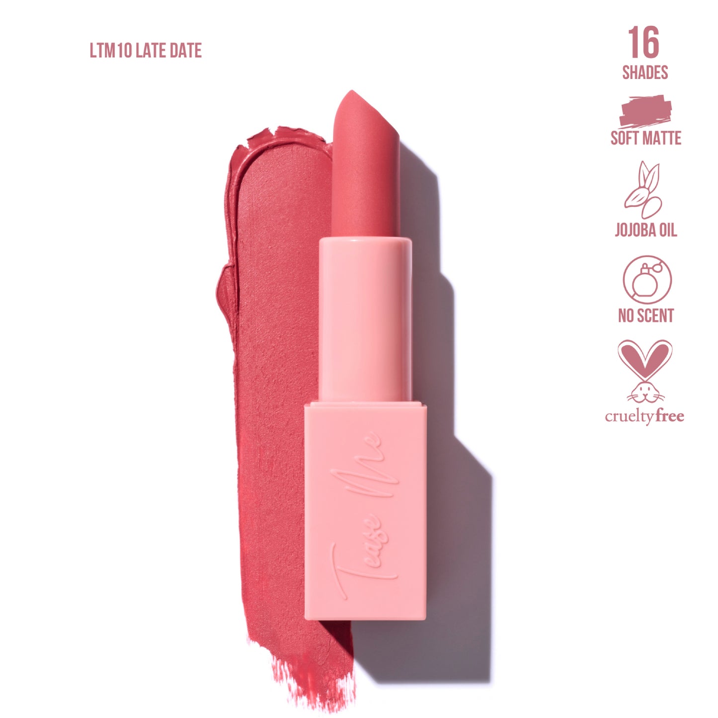 Beauty Creations Tease Me Lipstick 0.12 oz - Late Date (Pink)