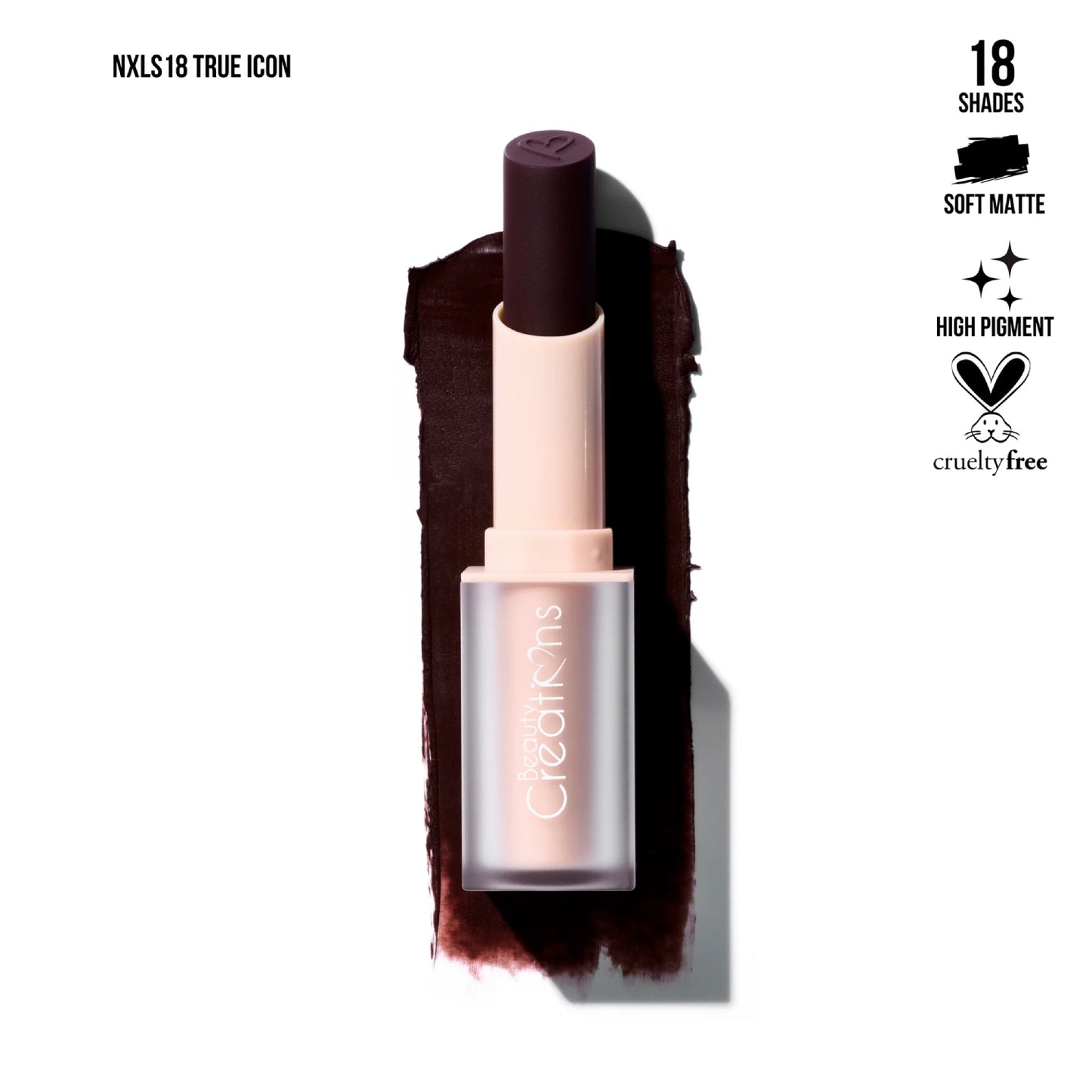 Lápiz labial Nude X de Beauty Creations, 0,13 oz - True Icon You