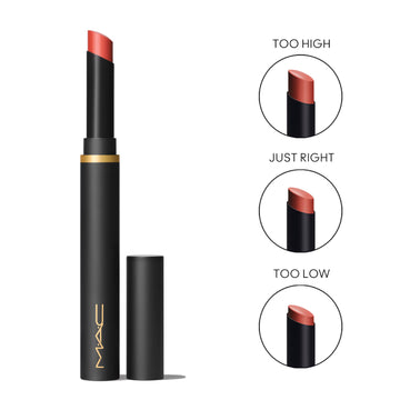 Lápiz labial fino Powder Kiss Velvet Blur de Mac Cosmetics, 0,07 oz - Brickthrough