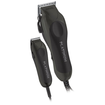 Kit combinado de corte de cabello con cable Wahl Pro Series 79804-100 Platinum con protectores codificados por color, color negro