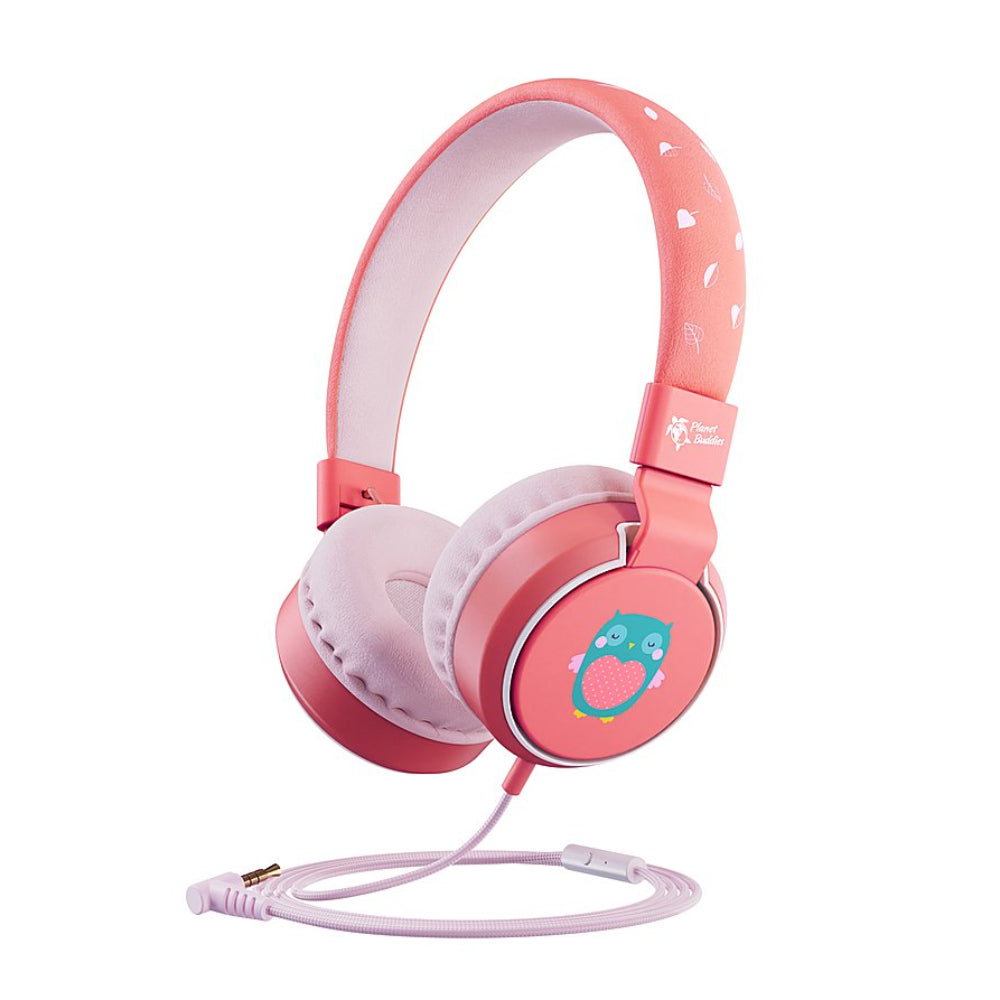 Auriculares supraurales con cable Planet Buddies Owl - Rosa