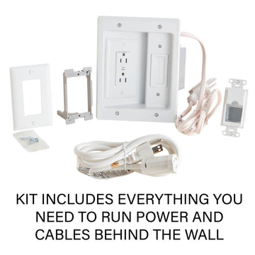 Kit de administración de cables y energía para TV empotrada en la pared de Sanus, color blanco
