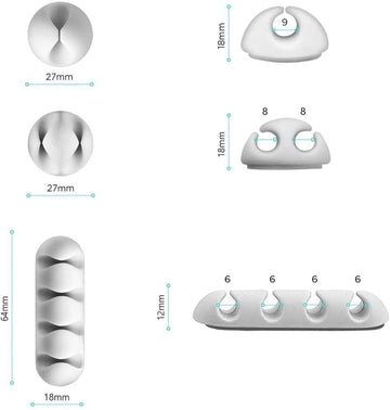 Clips organizadores de cables autoadhesivos extraíbles - Blanco