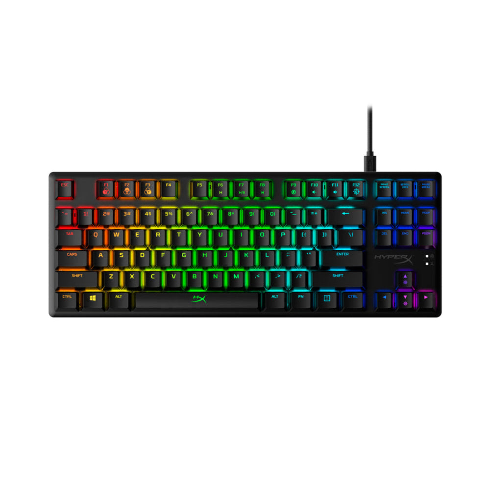 Teclado mecánico táctil para juegos HyperX Alloy Origins Core Tenkeyless con cable y retroiluminación RGB, color negro